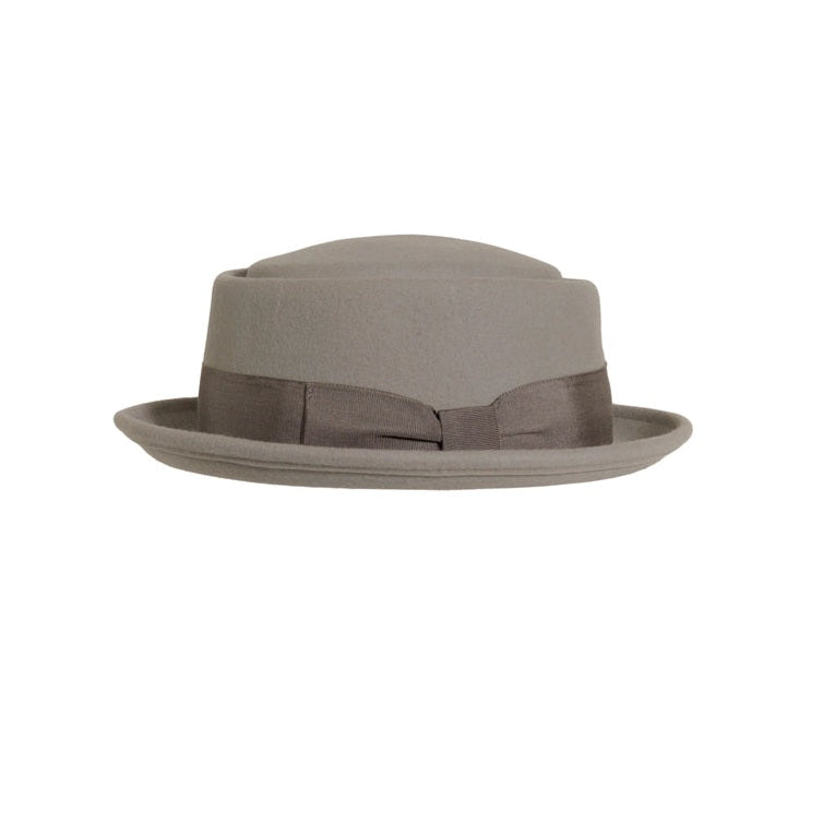 Crushable felt hat pork pie Town grey - Adjustable Wool Felt Fedora