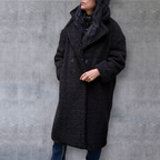 Curly Ladies Coat Mursi - Women's Knee-Length Teddy Coat with Wrap Closure