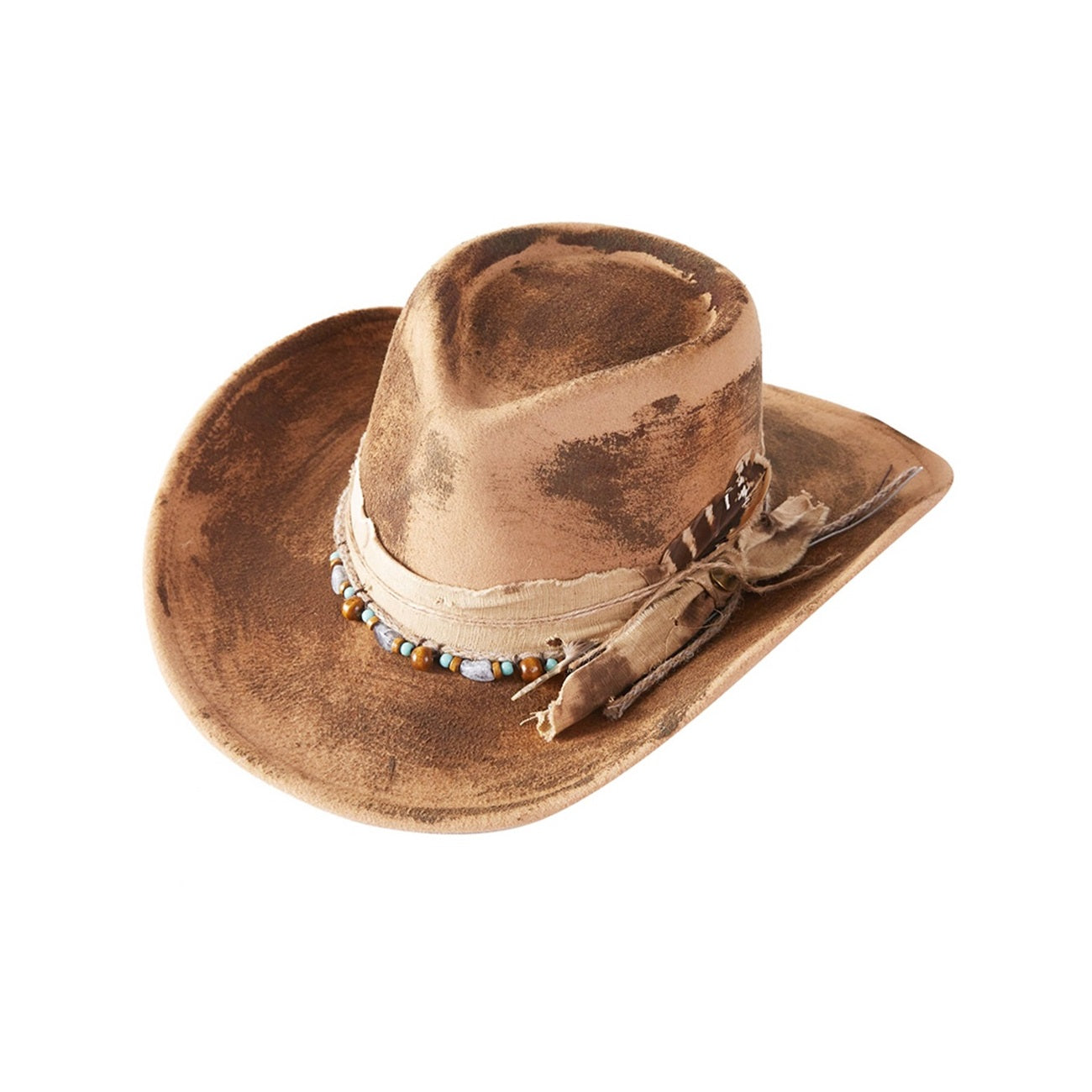 DISTRESSED BEIGE COWBOY SHOW HAT