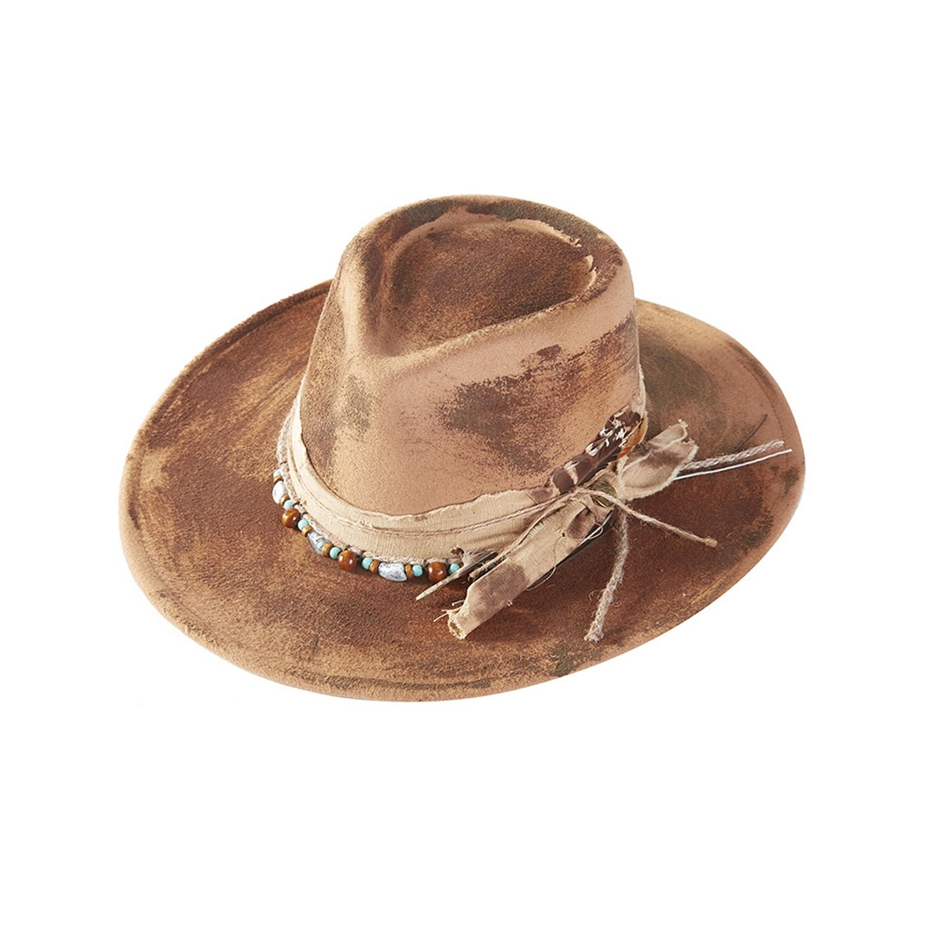 DISTRESSED BEIGE COWBOY SHOW HAT