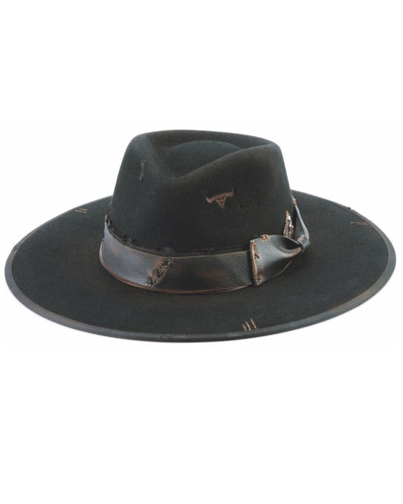 MEN'S DISTRESSED BLACK HAT NEW FRONTIER