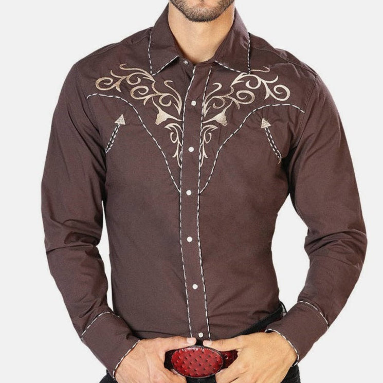 EMBROIDERY WESTERN SHIRT BROWN GENERAL