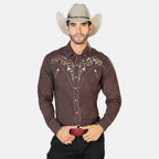 EMBROIDERY WESTERN SHIRT BROWN GENERAL