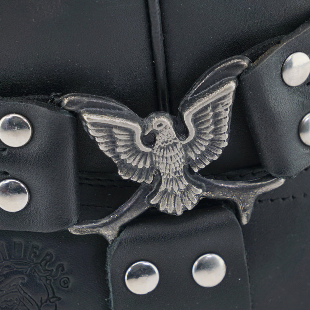 Eagle Hi Black Leather Western Biker Boots - Eagle Ring Harness Pull-On Boots for Men & Women