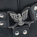 Eagle Hi Black Leather Western Biker Boots - Eagle Ring Harness Pull-On Boots for Men & Women