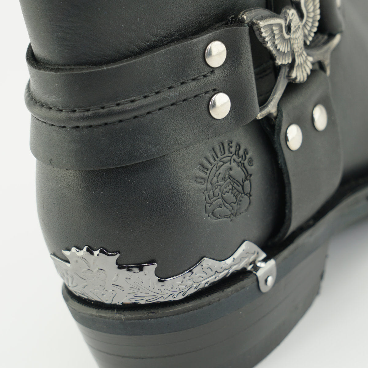 Eagle Hi Black Leather Western Biker Boots - Eagle Ring Harness Pull-On Boots for Men & Women
