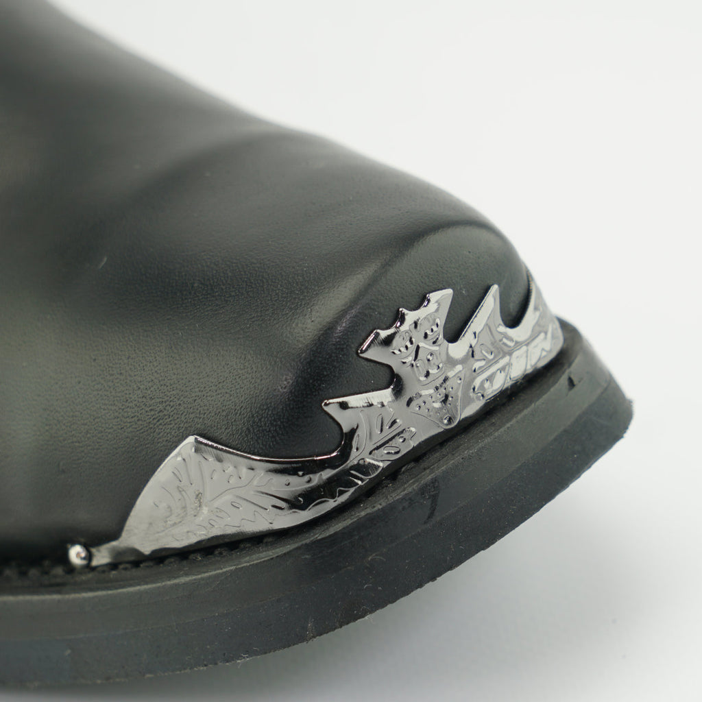 Eagle Hi Black Leather Western Biker Boots - Eagle Ring Harness Pull-On Boots for Men & Women