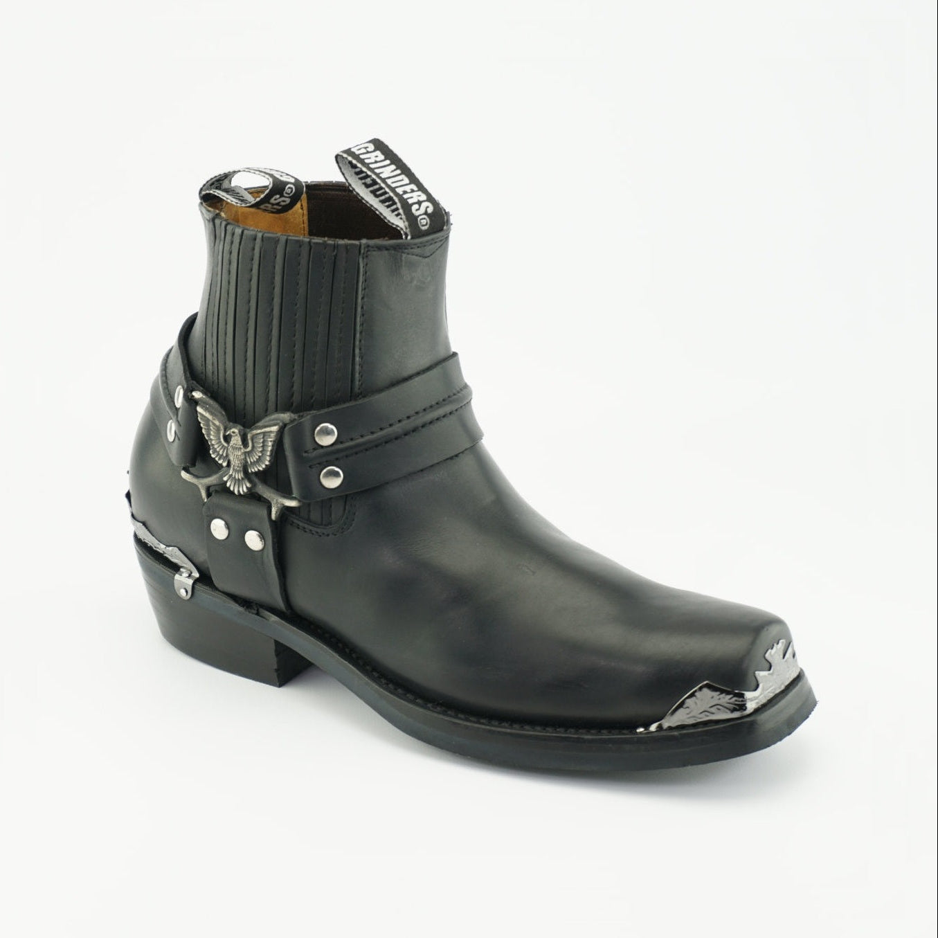 Eagle Low Leather Ankle Boots - Chelsea Boots with Eagle Ring Detail for Men & Women