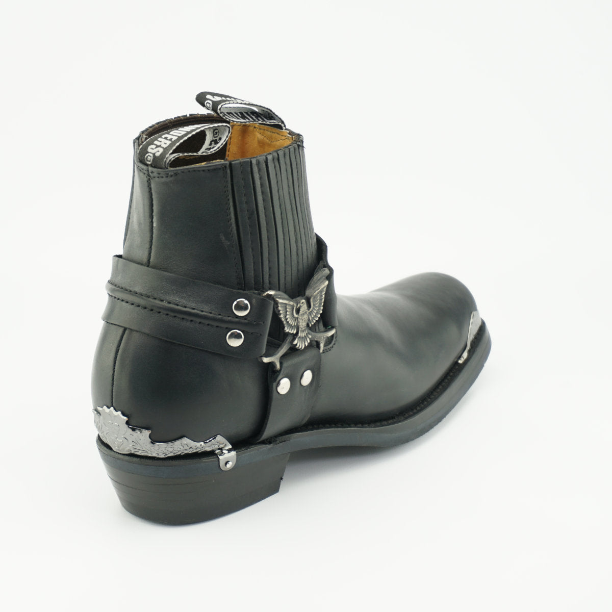 Eagle Low Leather Ankle Boots - Chelsea Boots with Eagle Ring Detail for Men & Women