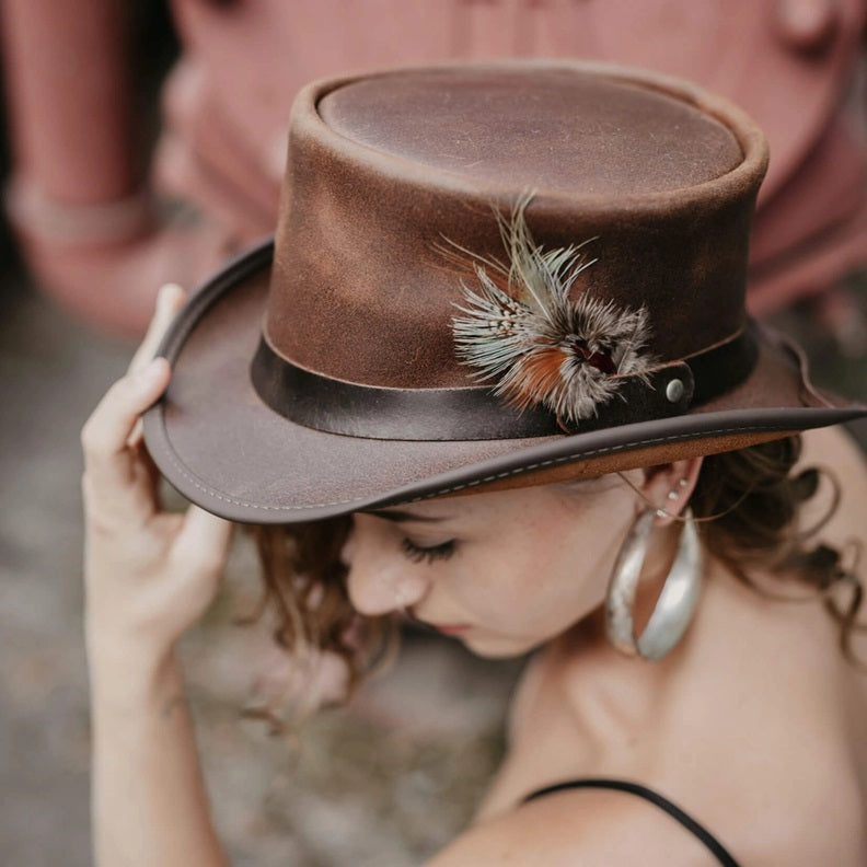 GENUINE LEATHER TOP HAT MARLOW BROWN