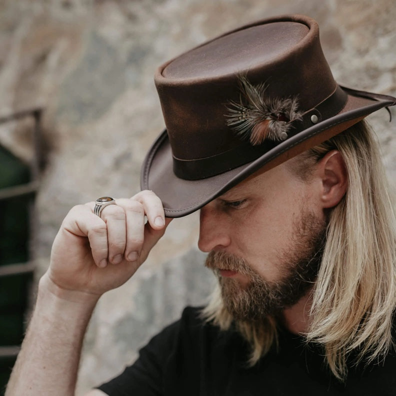 GENUINE LEATHER TOP HAT MARLOW BROWN