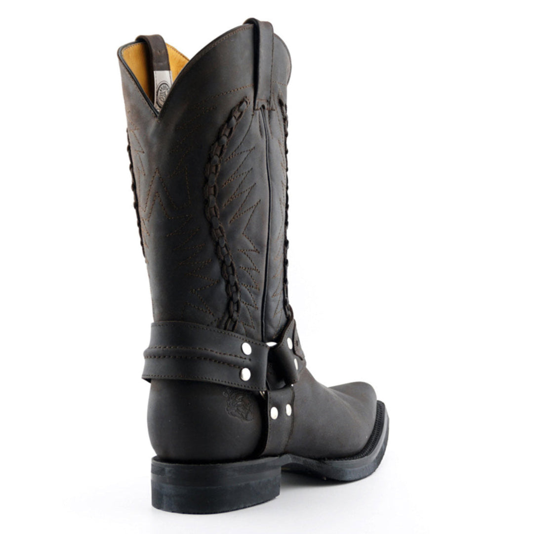 Galveston Brown Leather Western Cowboy Boots - Goodyear Welted Mid-Calf Boots for Men & Women