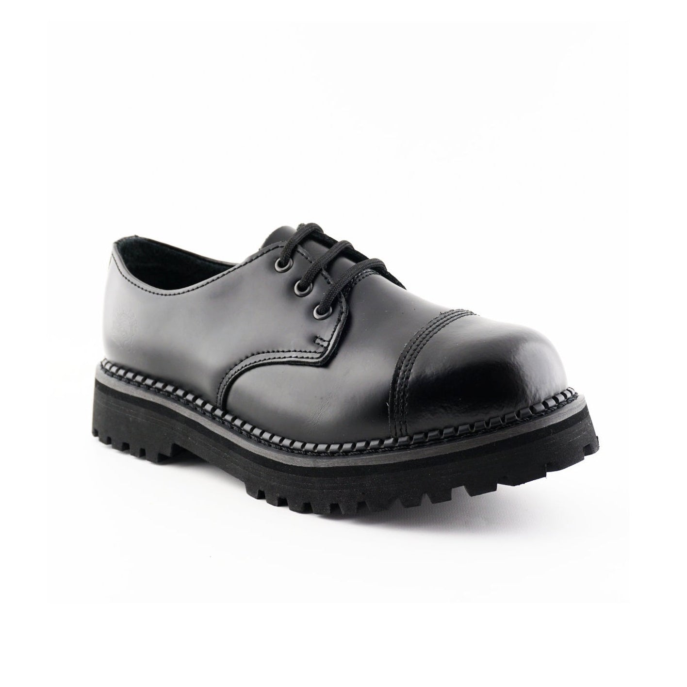 Gibson Boxer CS Black Leather Combat Shoes - Steel Toe Platform Derby Lace-Up Shoes for Men & Women