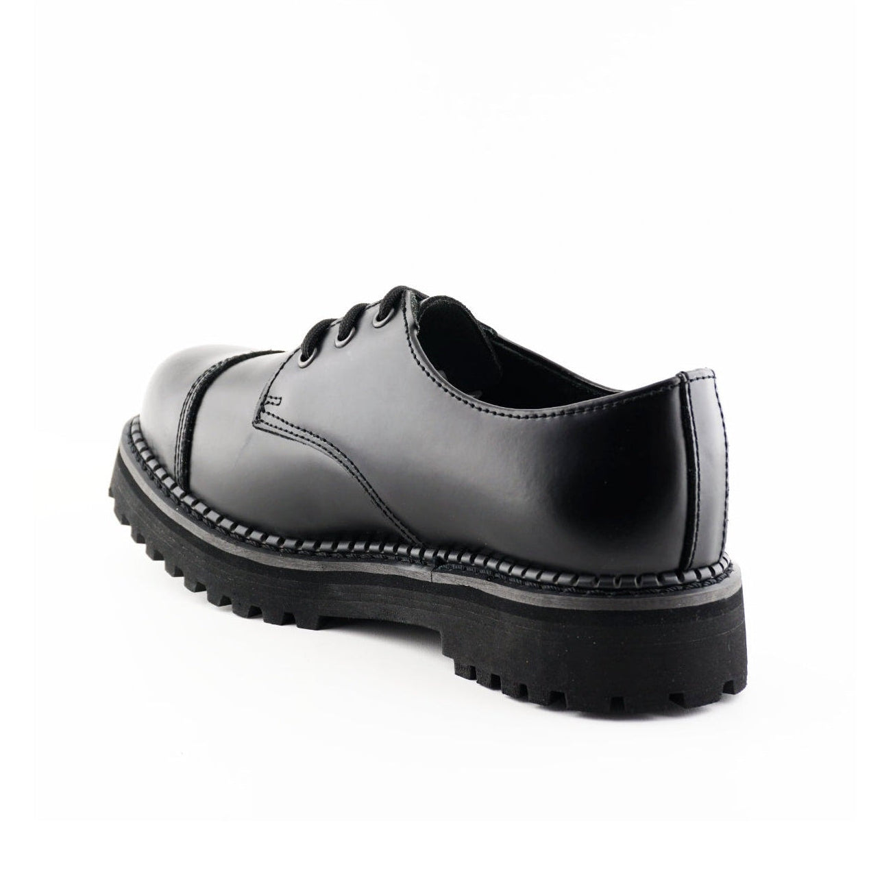 Gibson Boxer CS Black Leather Combat Shoes - Steel Toe Platform Derby Lace-Up Shoes for Men & Women