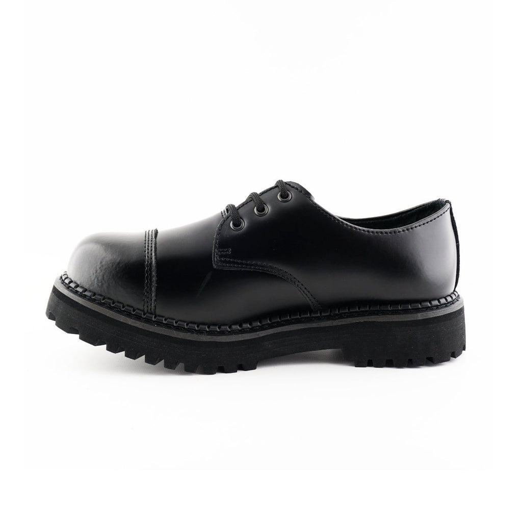 Gibson Boxer CS Black Leather Combat Shoes - Steel Toe Platform Derby Lace-Up Shoes for Men & Women