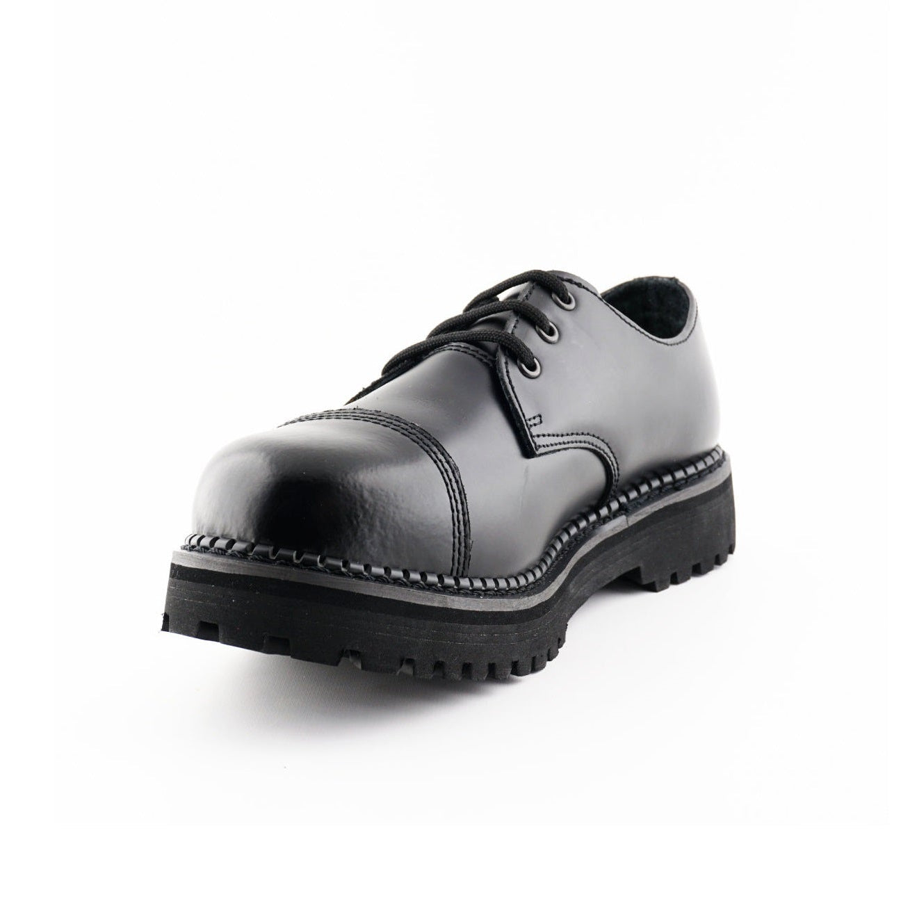 Gibson Boxer CS Black Leather Combat Shoes - Steel Toe Platform Derby Lace-Up Shoes for Men & Women