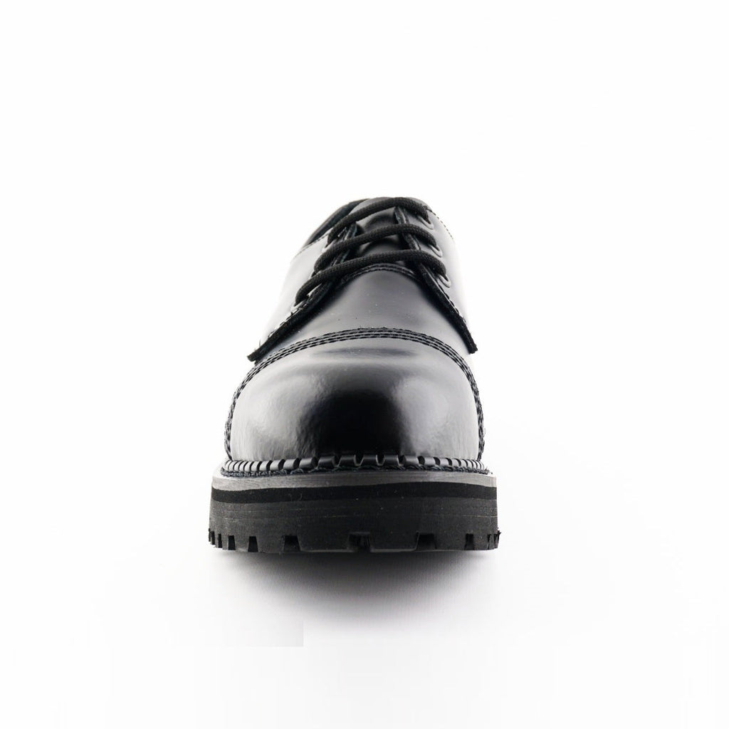 Gibson Boxer CS Black Leather Combat Shoes - Steel Toe Platform Derby Lace-Up Shoes for Men & Women