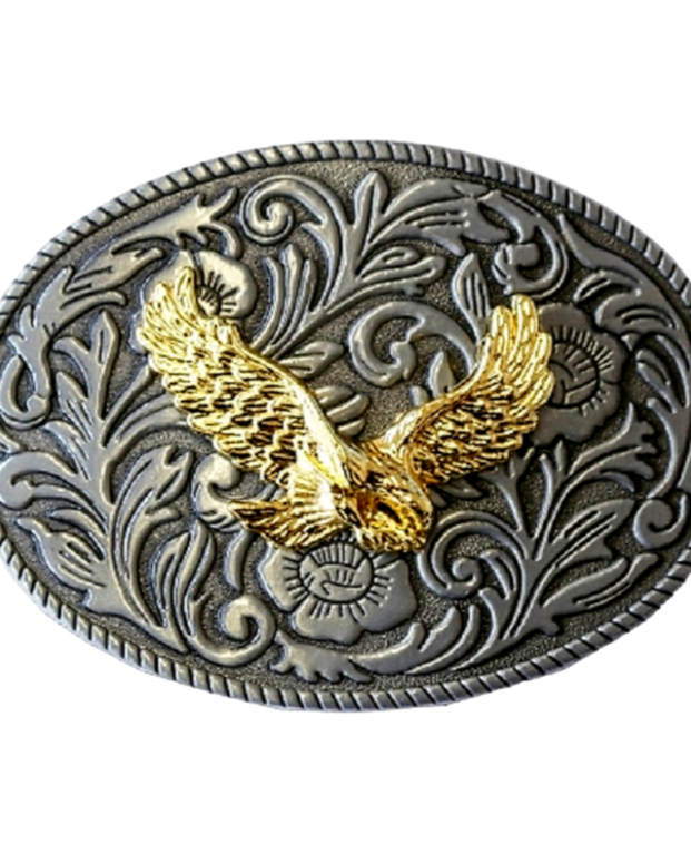 Golden Eagle Belt Buckle - Western Zinc Alloy Buckle 10x7cm