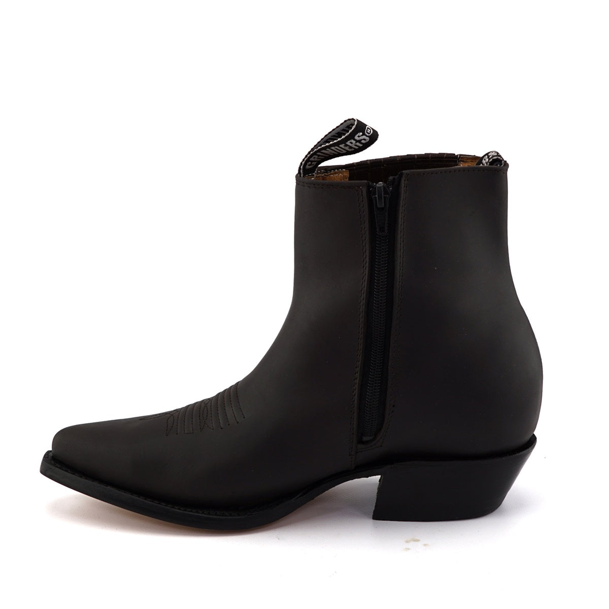 ZIPPERED WESTERN ANKLE BOOTS AUSTIN BROWN