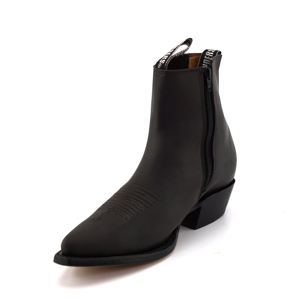 ZIPPERED WESTERN ANKLE BOOTS AUSTIN BROWN