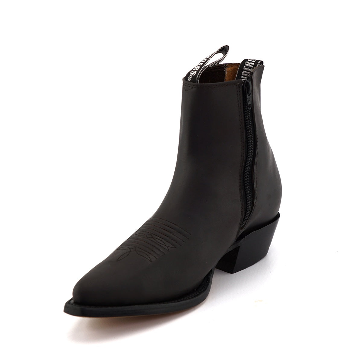 ZIPPERED WESTERN ANKLE BOOTS AUSTIN BROWN