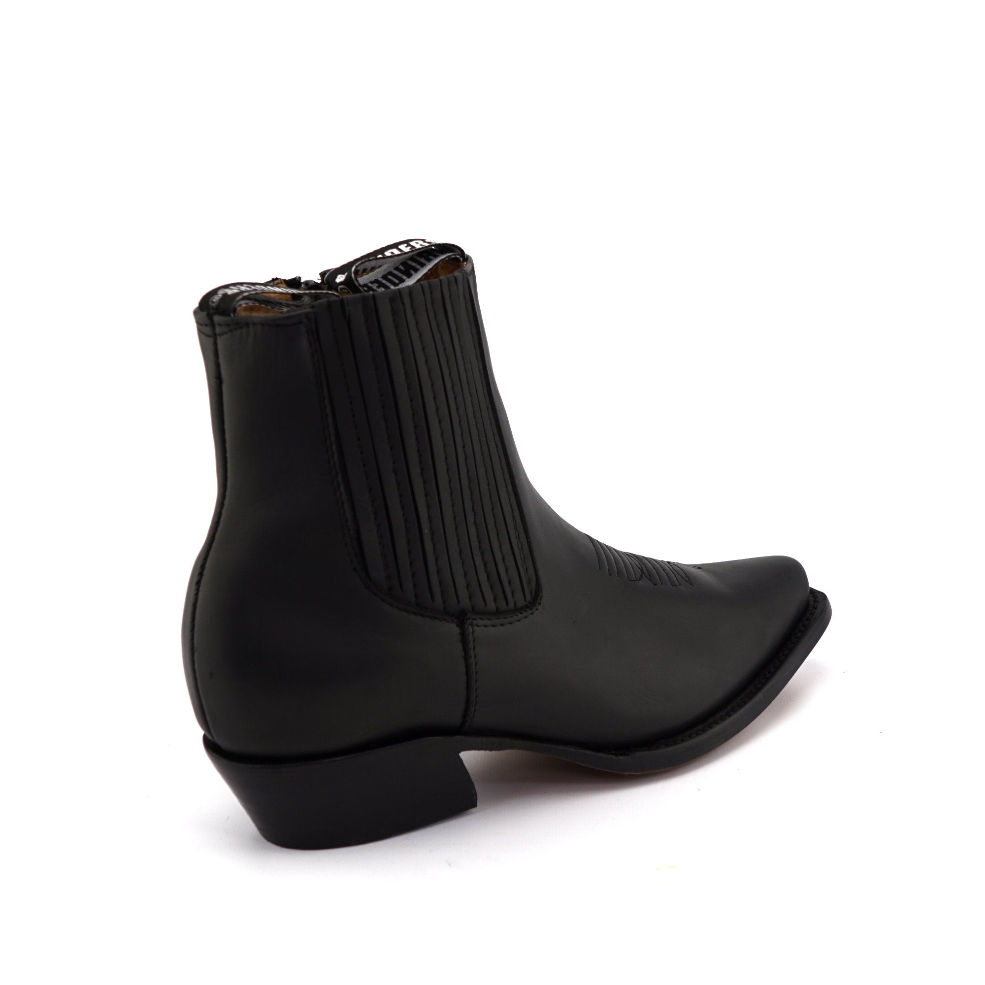 ZIPPERED WESTERN ANKLE BOOTS AUSTIN black