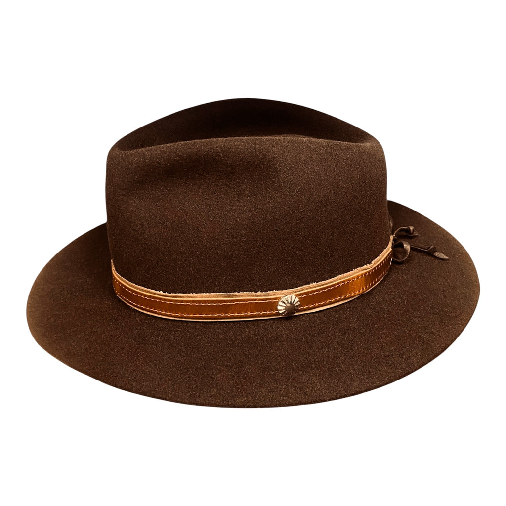 Hatson Chestnut – Rabbit Felt Fedora with Brown Leather Band
