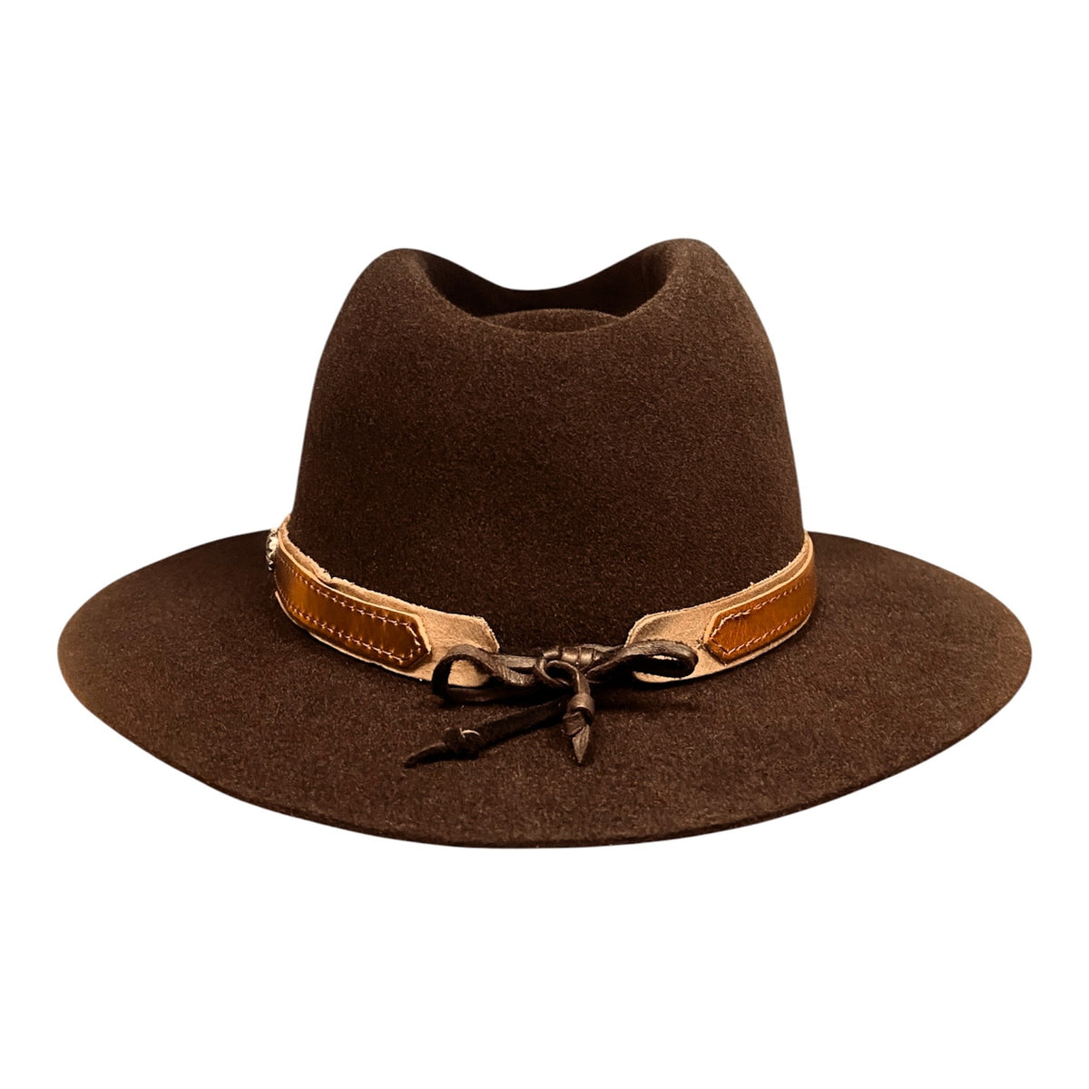 Hatson Chestnut – Rabbit Felt Fedora with Brown Leather Band
