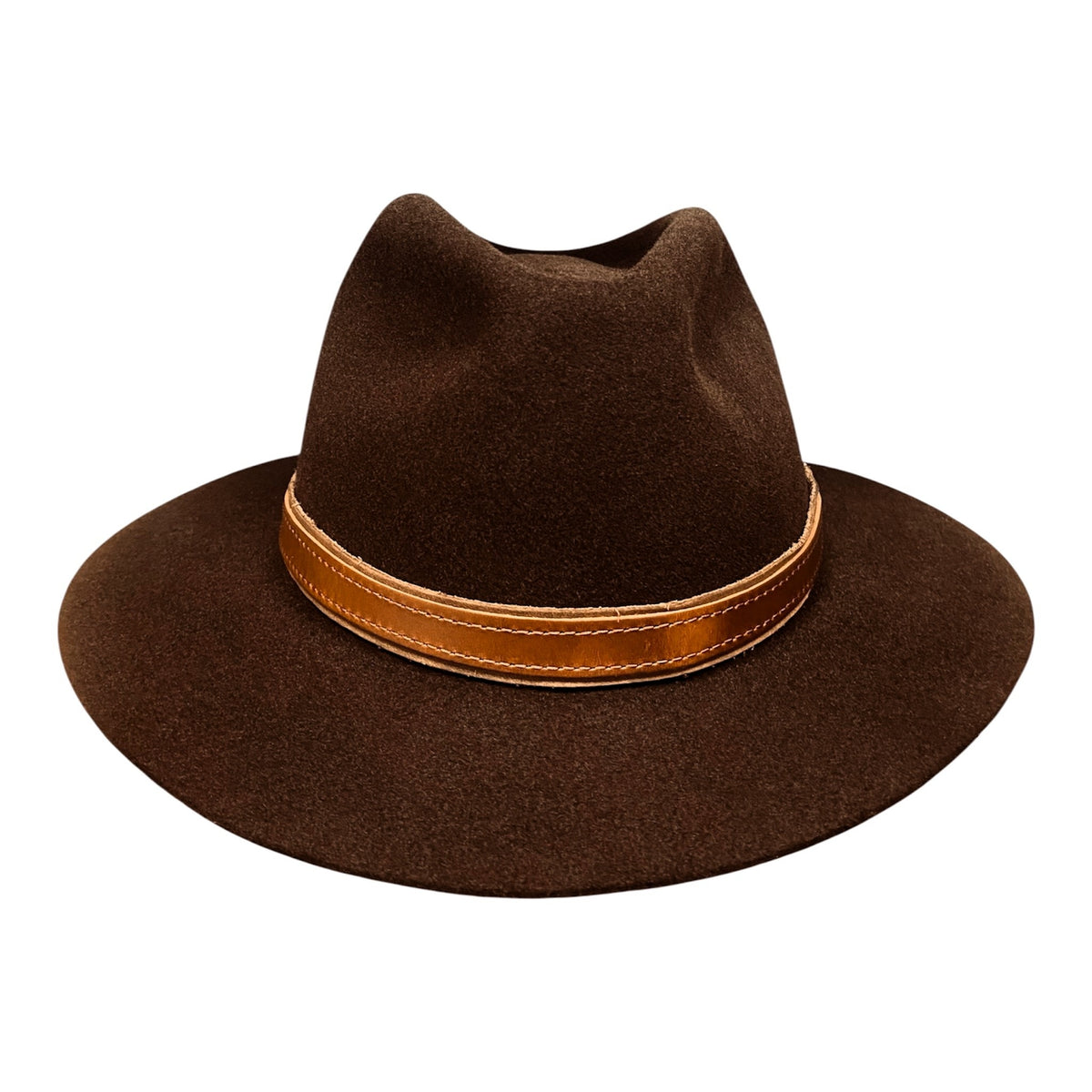 Hatson Chestnut – Rabbit Felt Fedora with Brown Leather Band