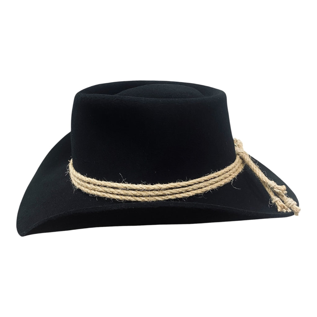 Hatson Western Cowboy Hat Jack - Handmade Stiff Wool Felt Black