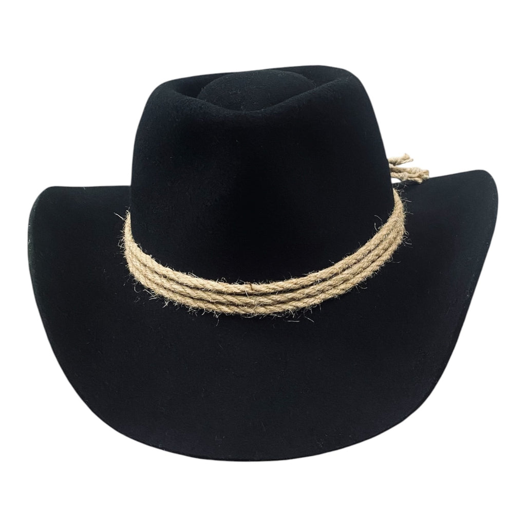 Hatson Western Cowboy Hat Jack - Handmade Stiff Wool Felt Black