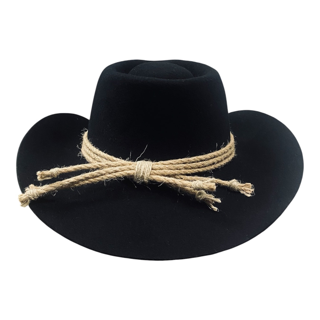 Hatson Western Cowboy Hat Jack - Handmade Stiff Wool Felt Black