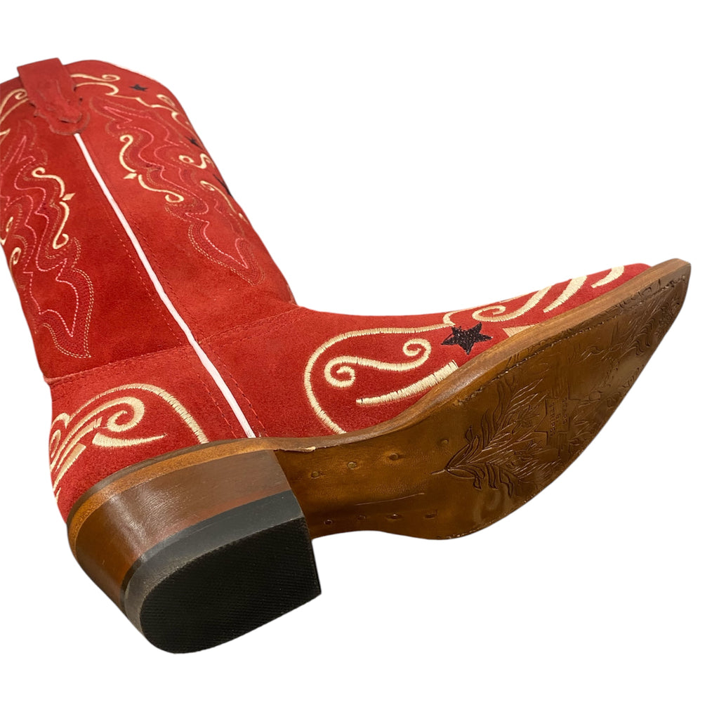 High Red Suede Western Boots – My Star