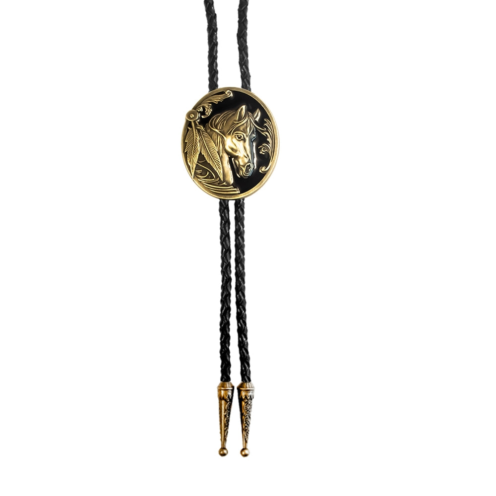 Horse Bolo Tie - Western Style Metal Necklace with Adjustable Clasp