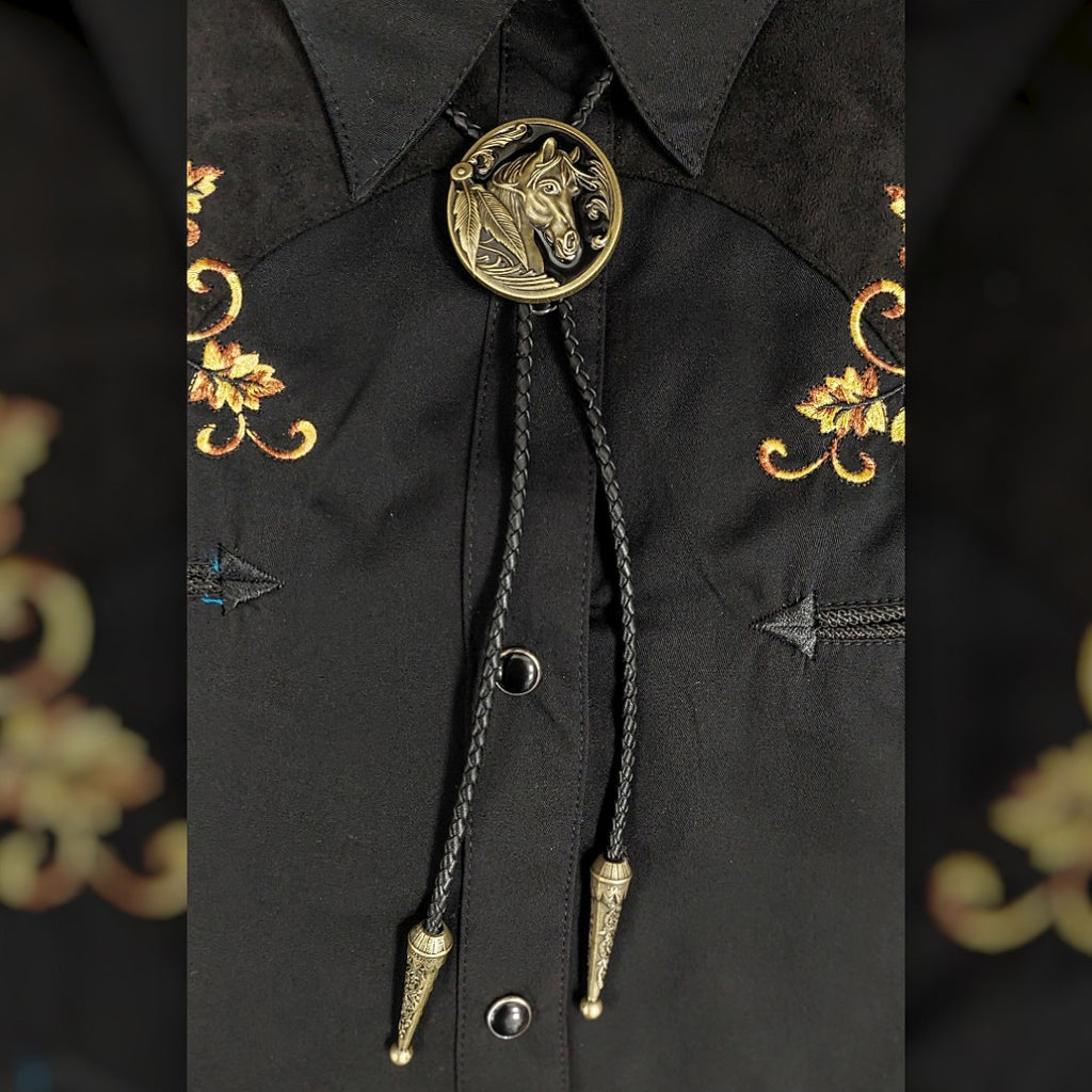 Horse Bolo Tie - Western Style Metal Necklace with Adjustable Clasp