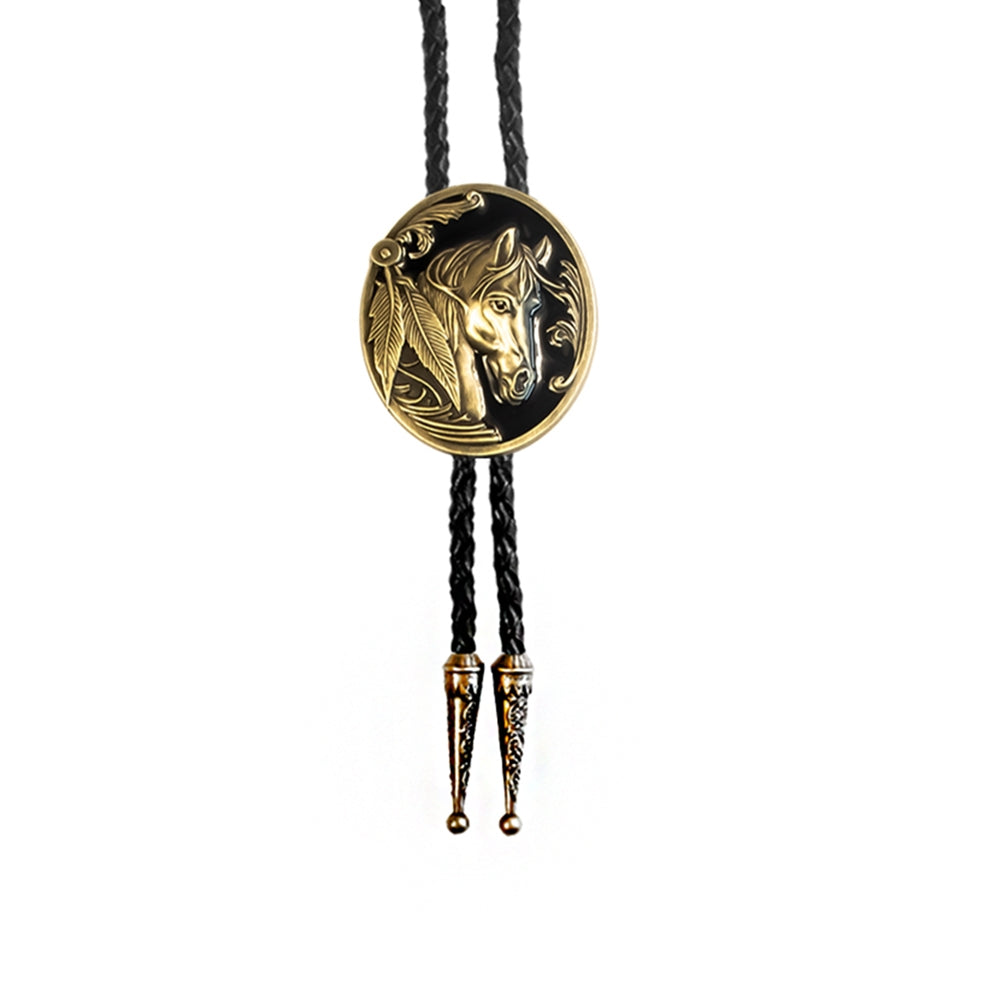 Horse Bolo Tie - Western Style Metal Necklace with Adjustable Clasp