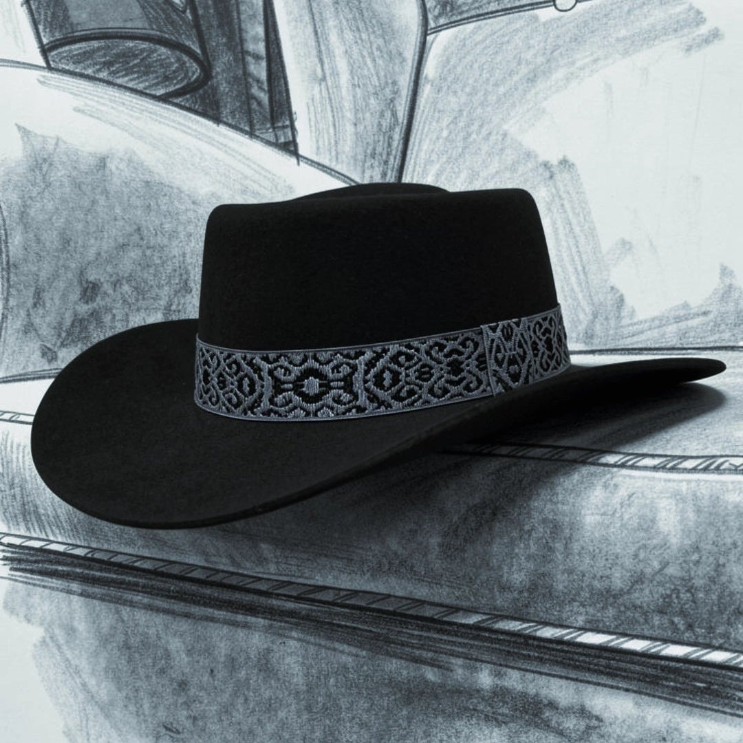 Western Wool Felt handmade Hat Ballad - Black Cowboy Hat