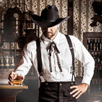 Joseph Old West Western Shirt White - Loose Fit with Bow Tie