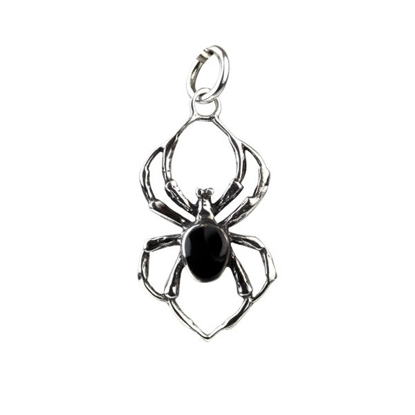 BLACK SPIDER STERLING SILVER PENDANT