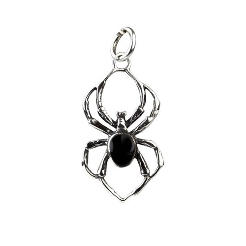 BLACK SPIDER STERLING SILVER PENDANT