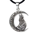 SILVER PENDANT WOLF IN MOON