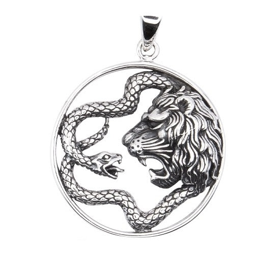 LION & SNAKE SILVER PENDANT