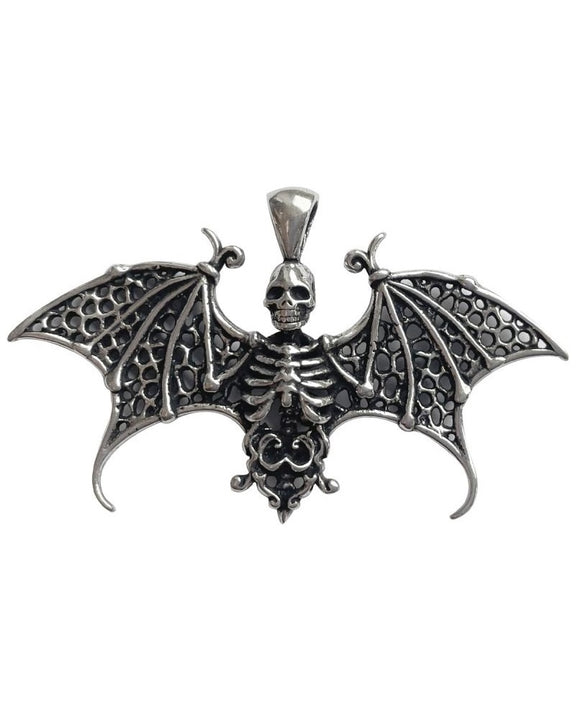 SILVER PENDANT BAT SKULL