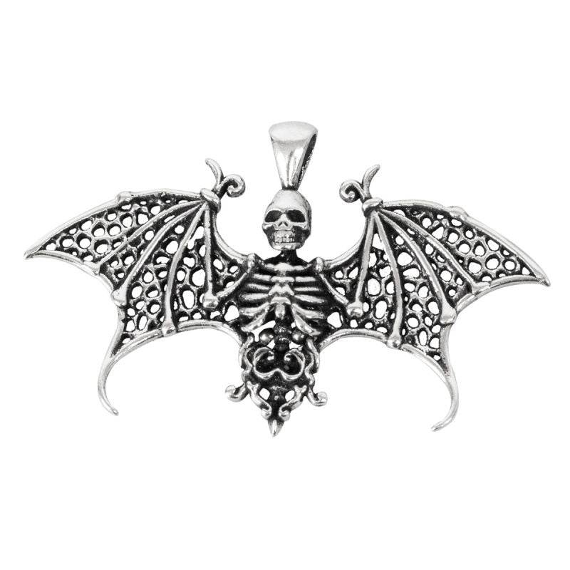 SILVER PENDANT BAT SKULL