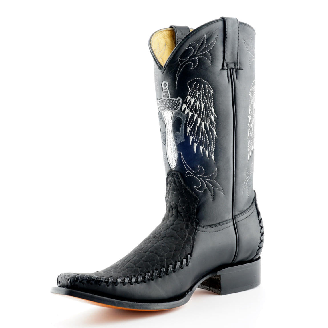 Kansas Tall Leather Cowboy Boots - Premium Western Boots with 32cm Shaft & Intricate Stitching for Men