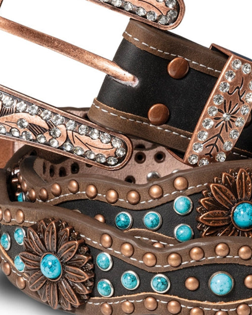 LADIES FLORAL WESTERN BELT