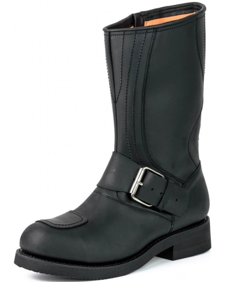 LEATHER BIKER BOOTS WITH ZIPPER