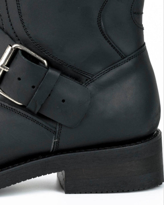 LEATHER BIKER BOOTS WITH ZIPPER