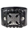 LEATHER BRACELET IRON CROSS