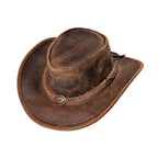 Leather Western Hat Crazy Horse - Waxed Brown Split Leather Cowboy Hat